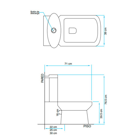 JUEGO DE INODORO, TAPA Y MOCHILA AQUALIA LINEA DYN DESCARGA A 30 CMS. 000