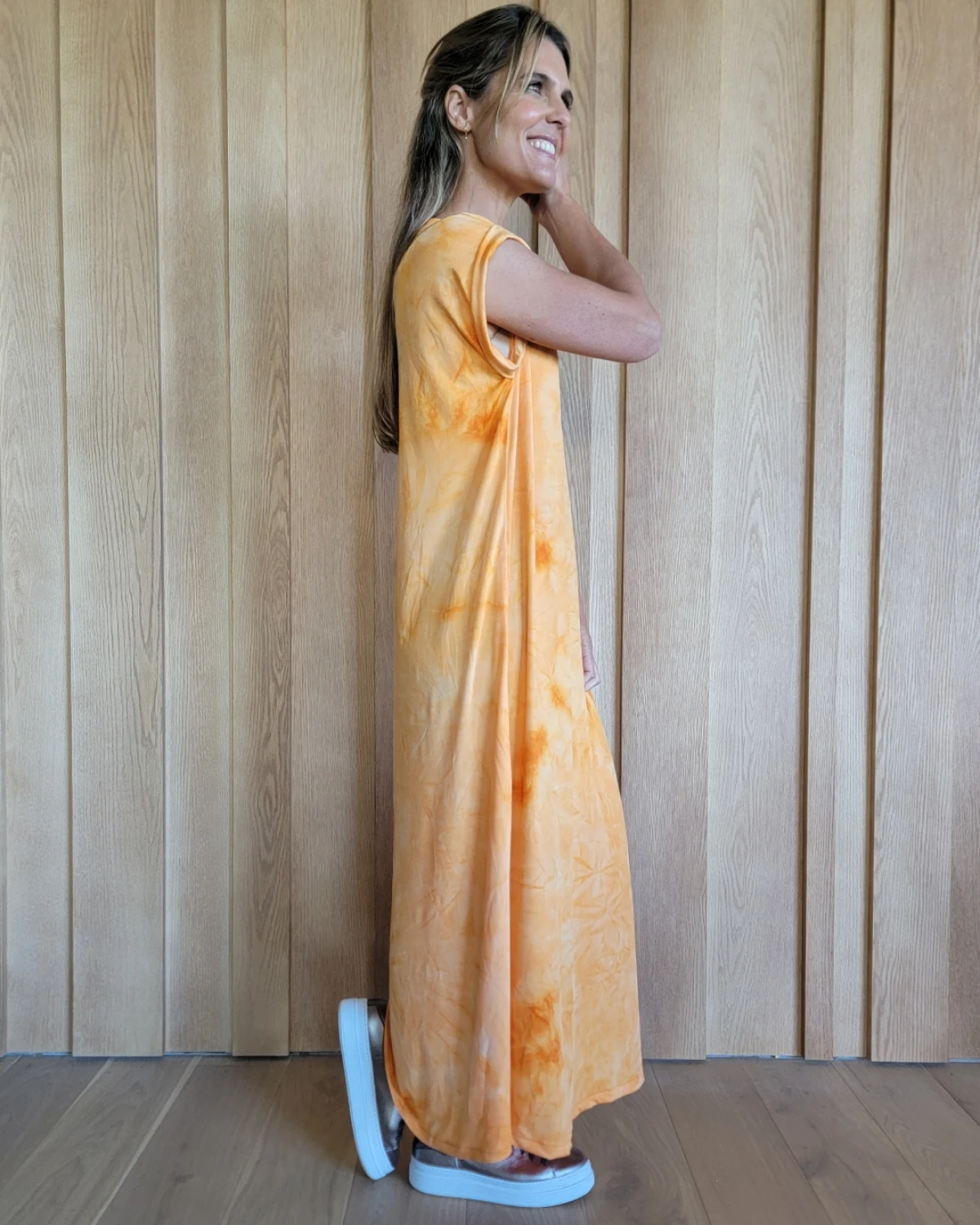 Vestido Butiá Batik naranja talle unico