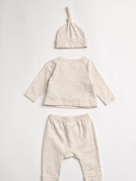 Set de 3 piezas new born fantasía Beige