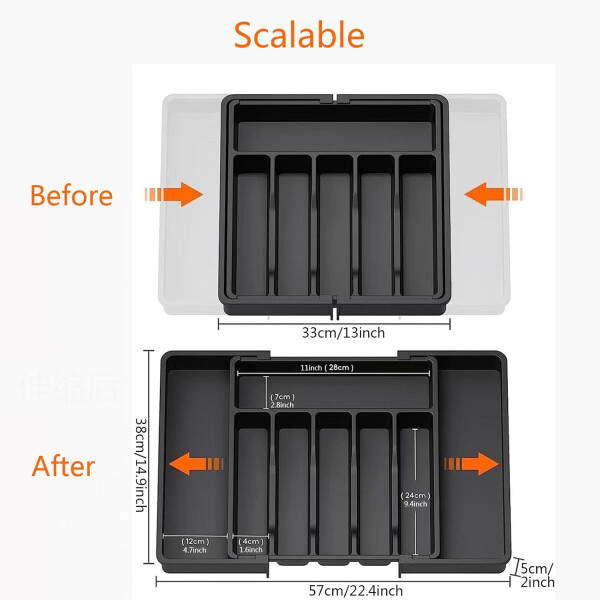 Organizador Cubiertos Extensible Cajon Utensilios Cubertero IMBACK Negro Organizador Cubiertos Extensible Cajon Utensilios Cubertero IMBACK Negro