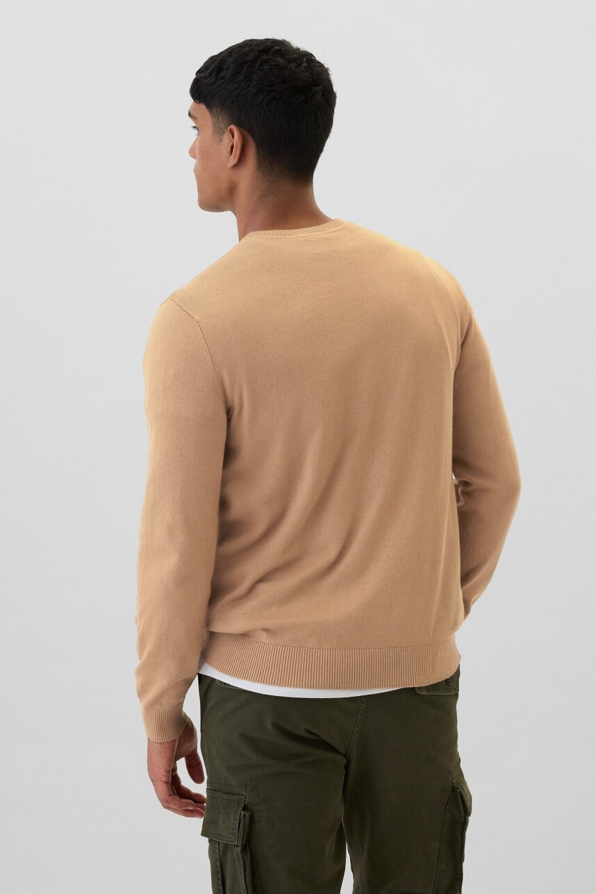 Buzo De Algodón Cuello Redondo Hombre Camel Hair