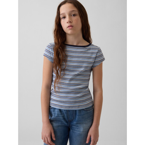 SS CAP SLV FITTED TEE_STRIPE BLUE STRIPE