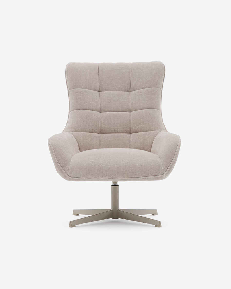 Butaca giratoria Jaspe beige y metal con beige y metal con con acabado gris FSC 100%
