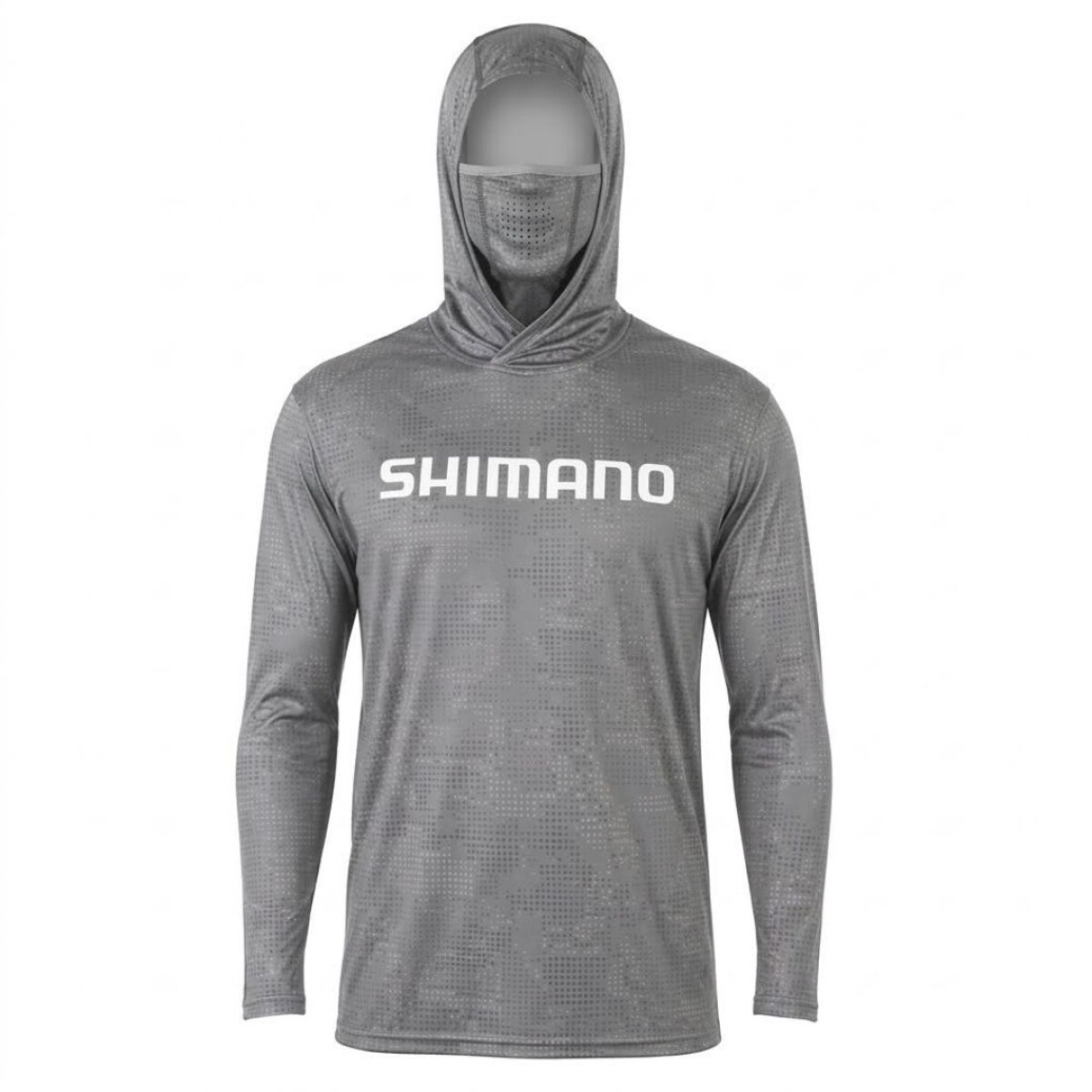 Remera Buzo Shimano Con Filtro Uv Manga Larga Capucha y Cuello - Gris 