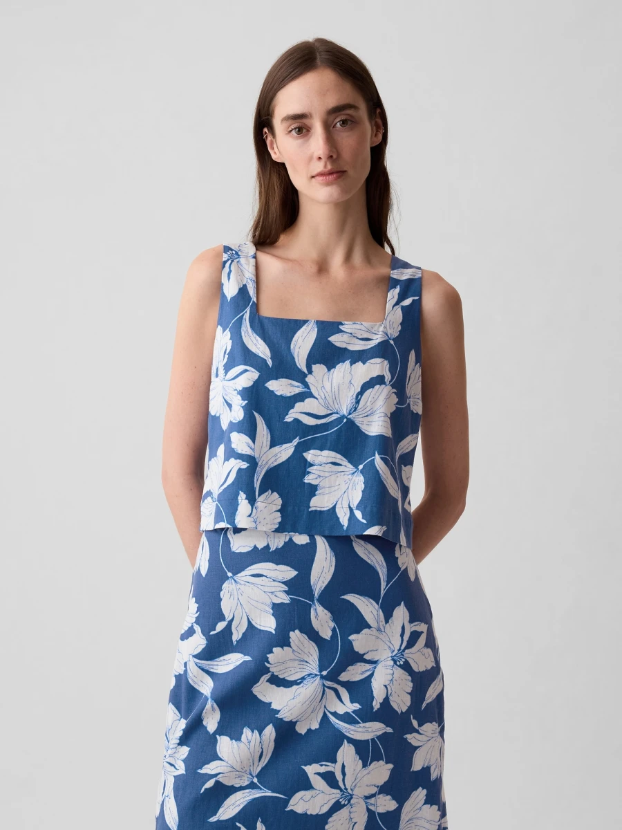 Musculosa De Lino Mujer - Sp May Blue Wht Flrl 