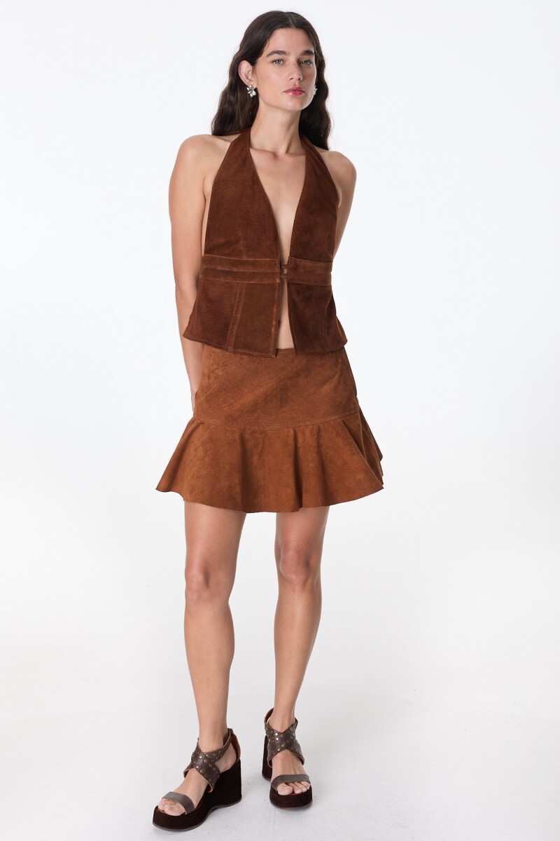 Top Largo Tach - Leather Marron