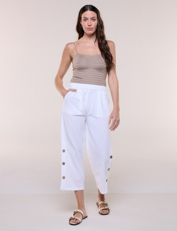 Pantalon Crop Botones BLANCO