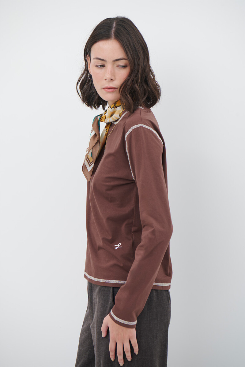 REMERA COTTON M/L MARRON