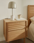 Mesita de noche Lenon 2 cajones de madera y chapa de roble 50 x 55 cm FSC MIX Credit Mesita de noche Lenon 2 cajones de madera y chapa de roble 50 x 55 cm FSC MIX Credit