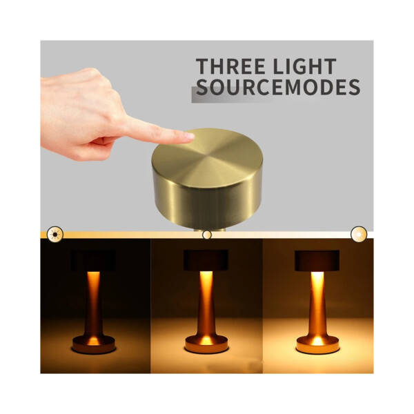 Lampara De Mesa Luz Led Tactil Recargable Usb Regulable Variante Color Dorado