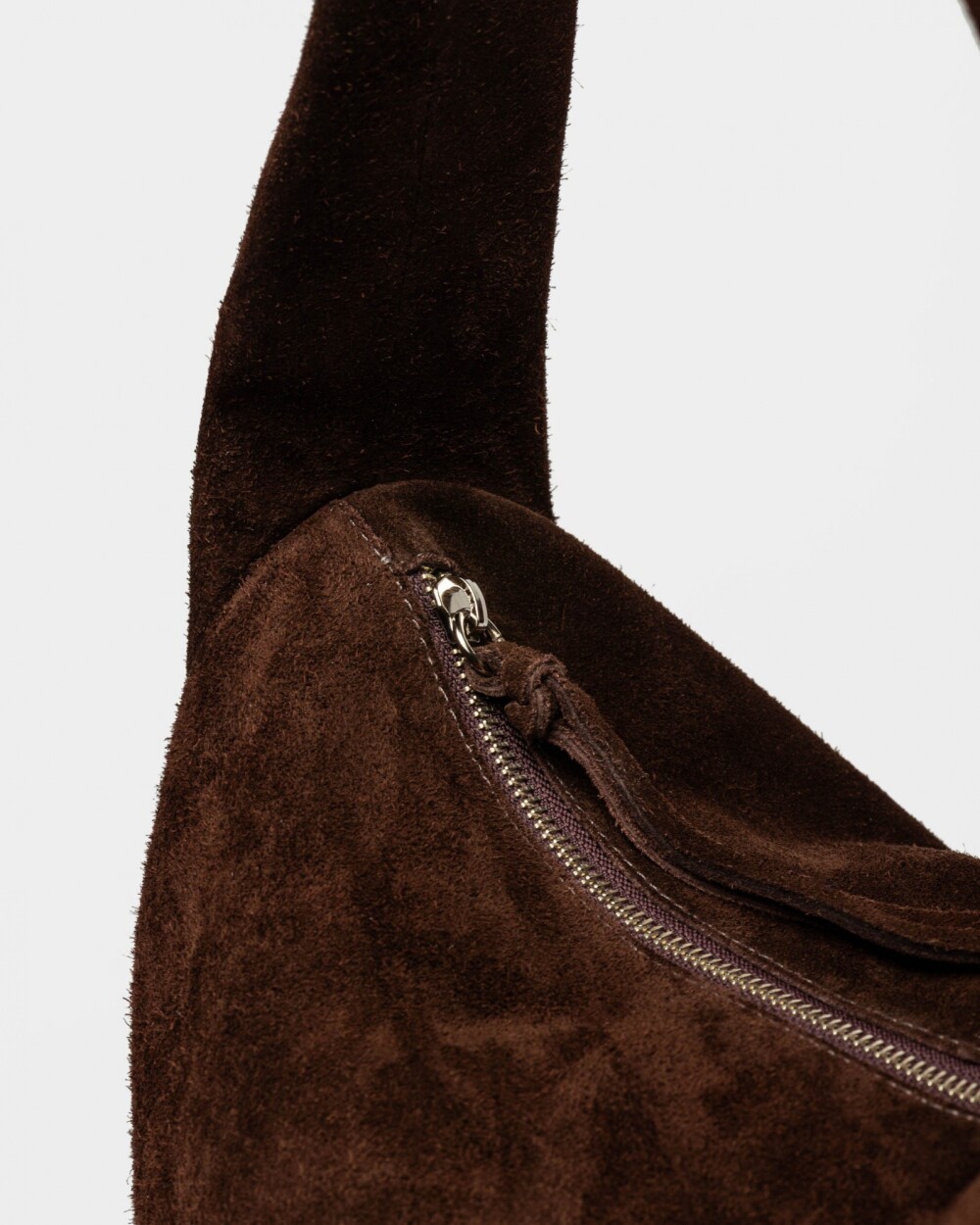 Bolso Nicky en cuero gamuza Chocolate