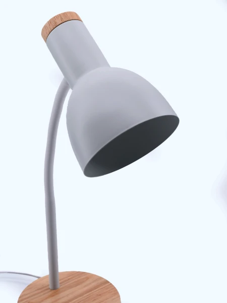 LÁMPARA DE ESCRITORIO BASE MADERA BLANCO