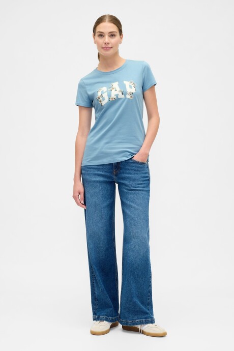 Remera Logo Gap Manga Corta Mujer Blue Stone