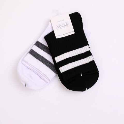 MEDIAS DEPORTIVAS MINI CREW PARA HOMBRE A RAYAS (2 PARES NEGRO/BLANCO) MEDIAS DEPORTIVAS MINI CREW PARA HOMBRE A RAYAS (2 PARES NEGRO/BLANCO)