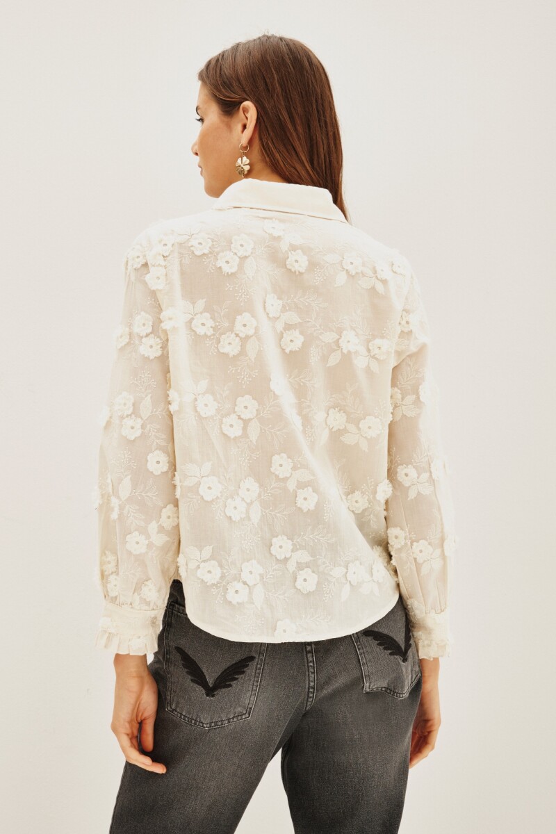 Camisa Flowers Lace Crudo