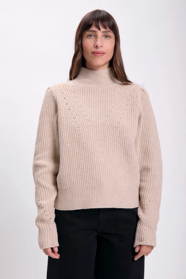 Polera punto fantasía Crudo