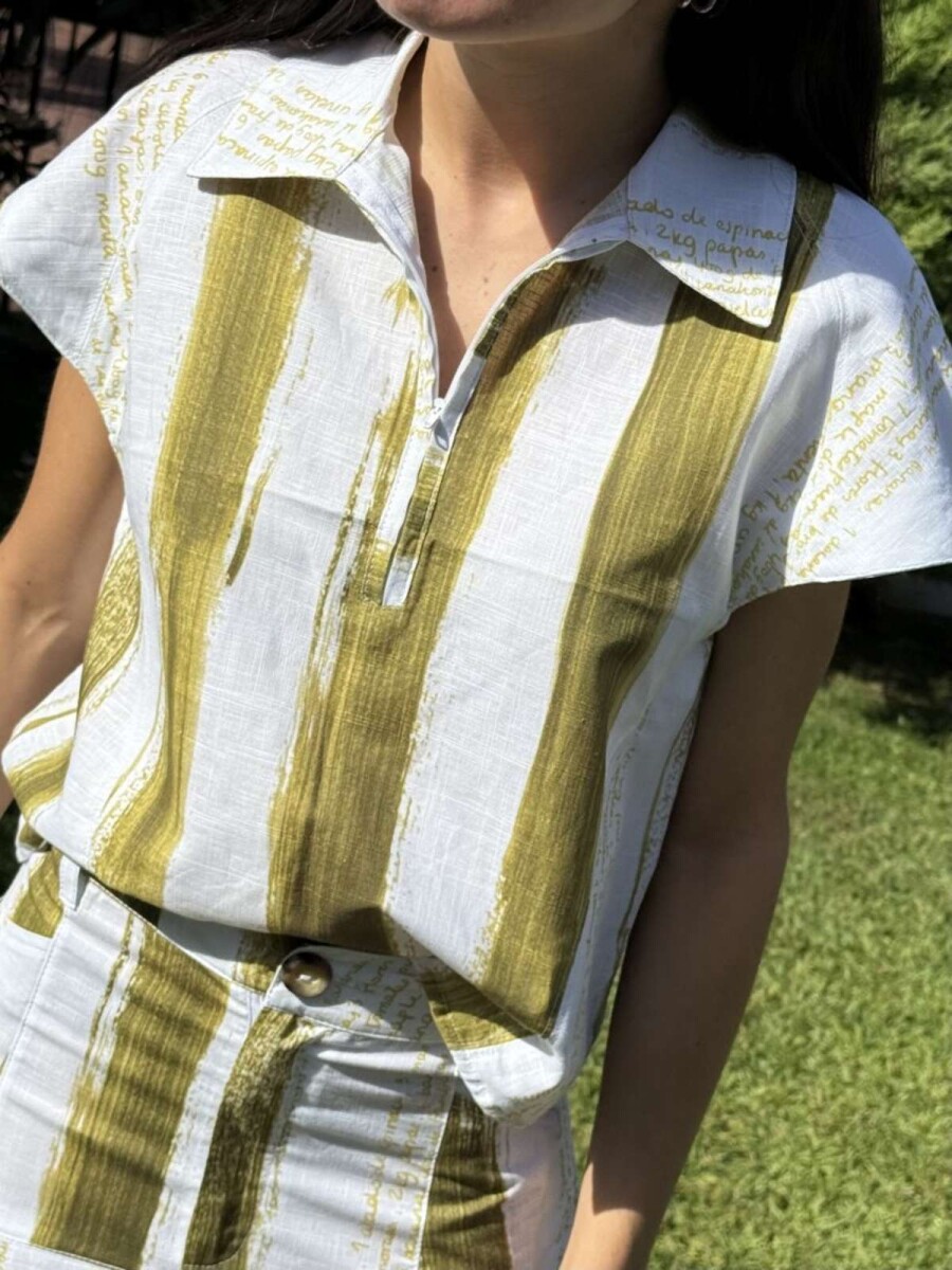 Top Zip Print - Pistacho 