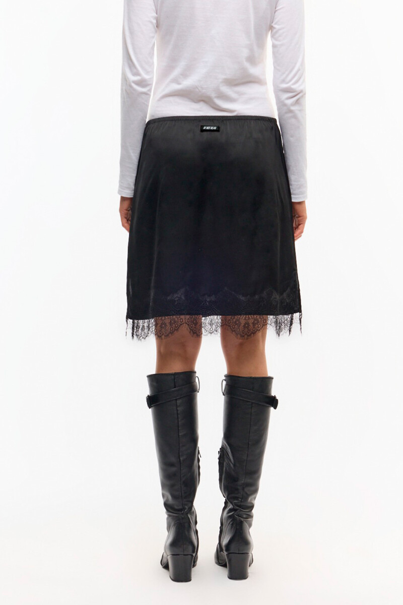 MIDI SATIN LACE Negro