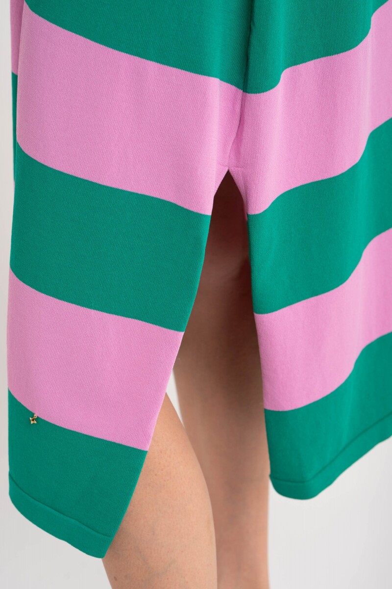 Vestido Tejido Rayado Verde