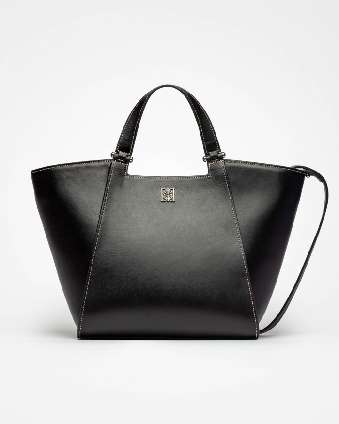 Cartera de mano Tess en cuero vaquita Negro