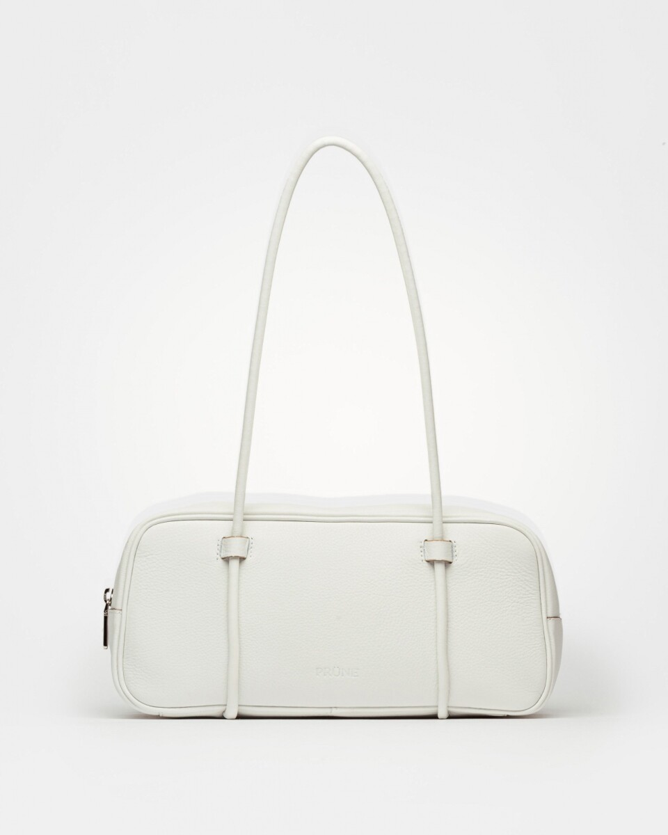 Cartera al hombro Horizon en cuero graneado - Blanco 