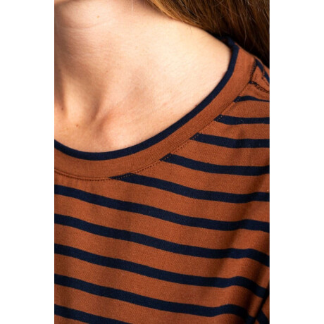 Remera Algodon Elastano Rayada Camel