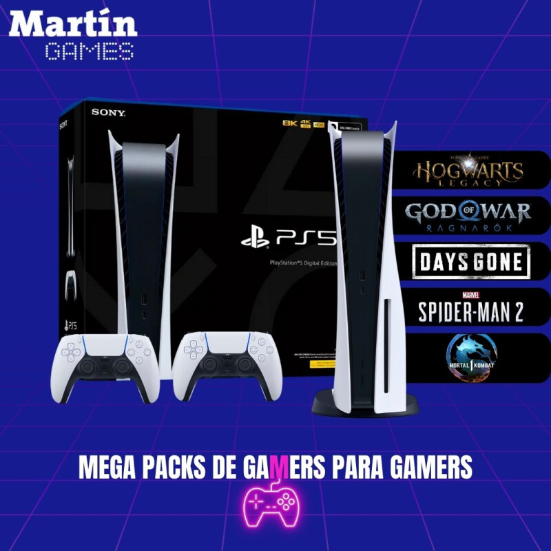 MEGA PACK PS5 PLAYSTATION 5 0KM DIGITAL + 2 JOYTICKS + 5 JUEGOS MEGA PACK PS5 PLAYSTATION 5 0KM DIGITAL + 2 JOYTICKS + 5 JUEGOS