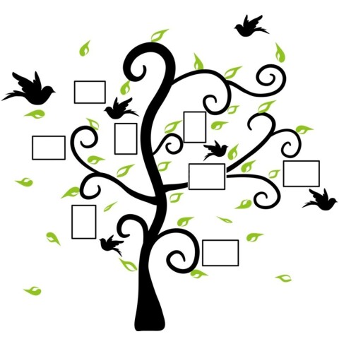 Vinilo Adhesivo Árbol Genealógico Portarretratos Para Pared Variante Arbol Con Marcos