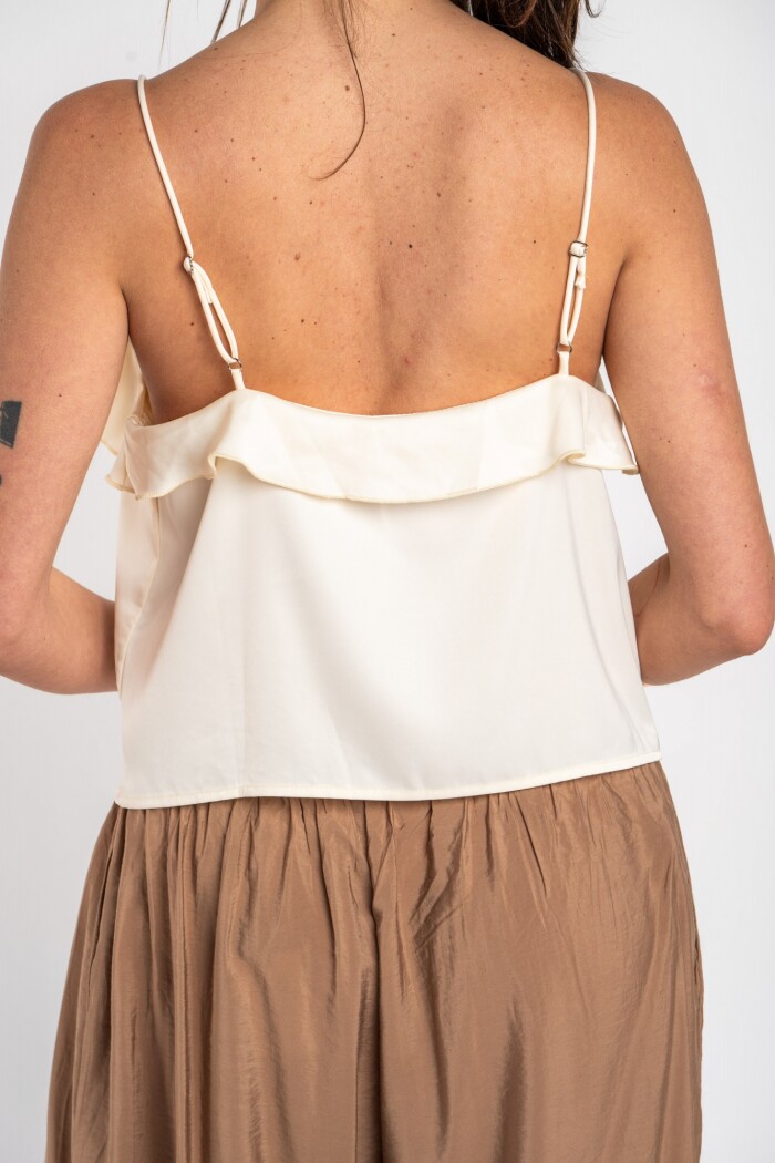 Musculosa Volado Saten Beige