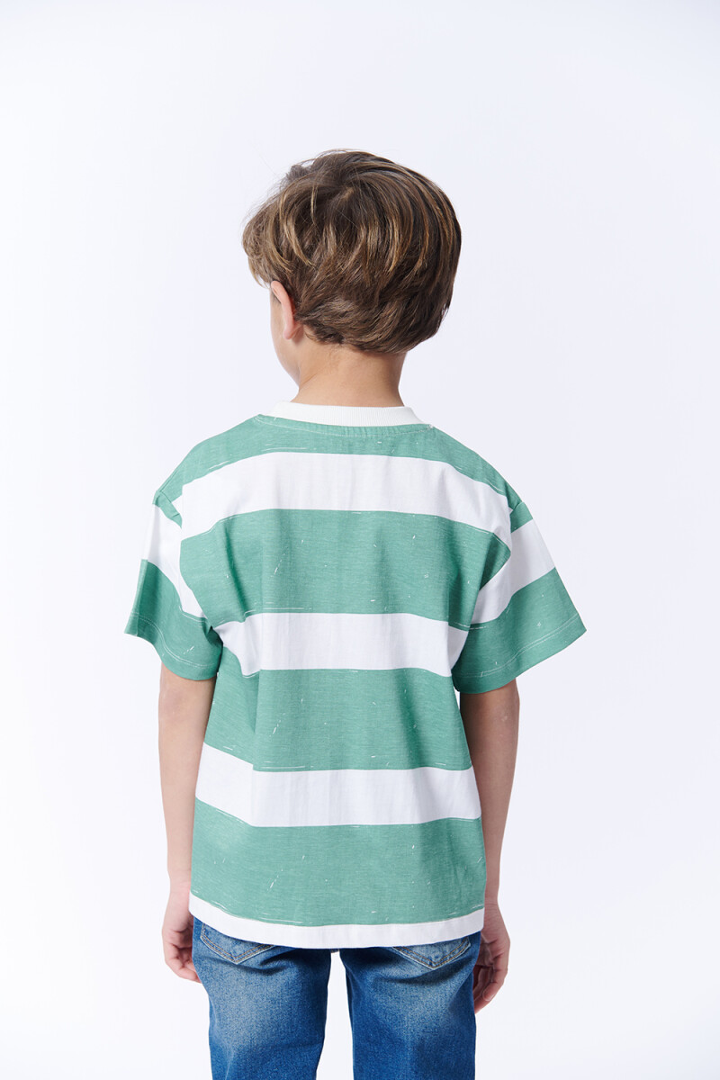 Remera Manga corta Oversize Rayas Verde