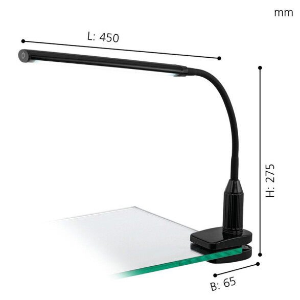 Lámpara con pinza LED negro 4,2W 4000K dimer LAROA EG2075