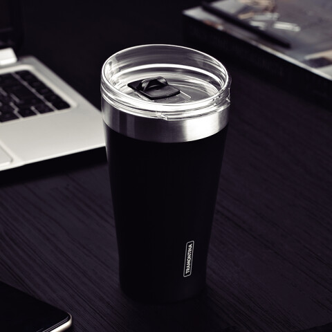 Vaso térmico negro con tapa 550ml. "EXATA" TF6712