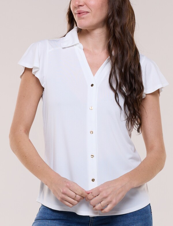 Camisa Manga Corta Con Volados CRUDO