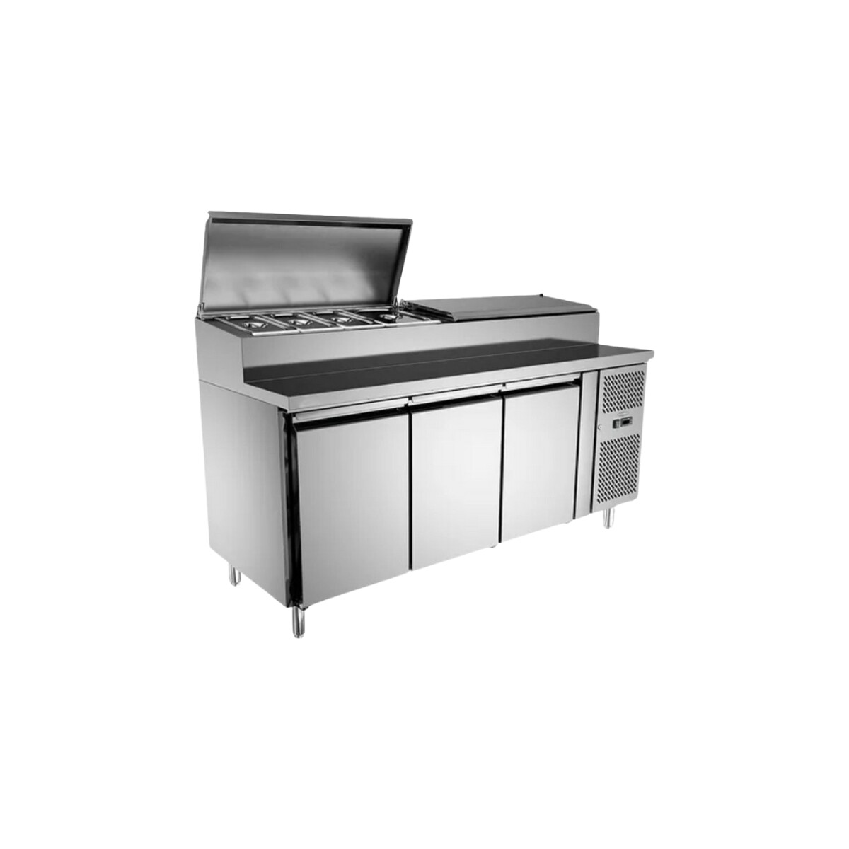 Heladera Bajo Mesada 417 Litros 3 Puertas con Topinera GN 1/3 