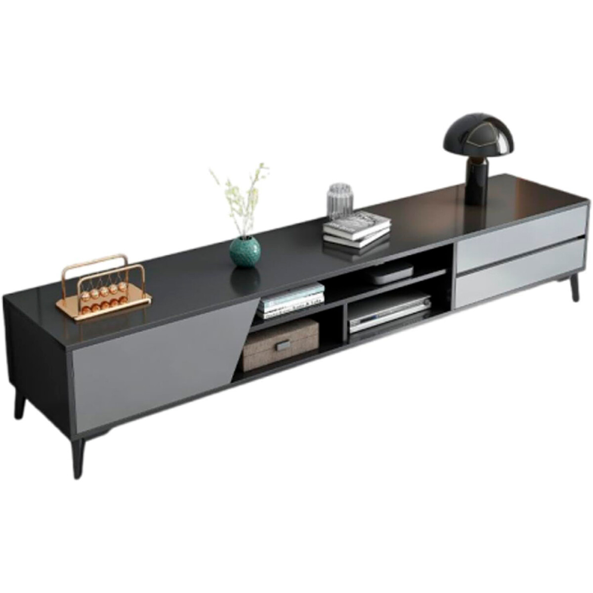 Rack TV Minimalista 160cm 3 Cajones 3 Estantes 1009-1 - NEGRO 