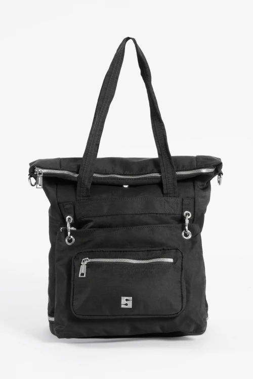 Mochila shopper con bolsillo removible negro