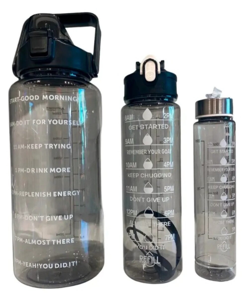 Set 3 Botellas Caramañola Deportivas Motivacionales 