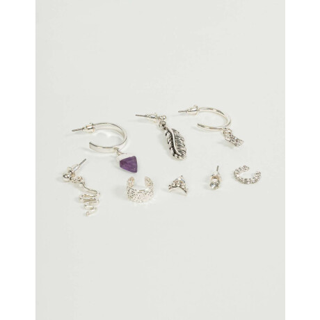 Aros Set Bañado En Plata Plateado