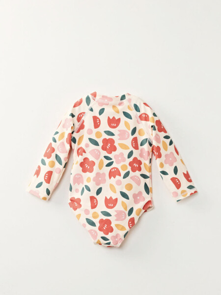 Malla uv Estampa Flores Crudo