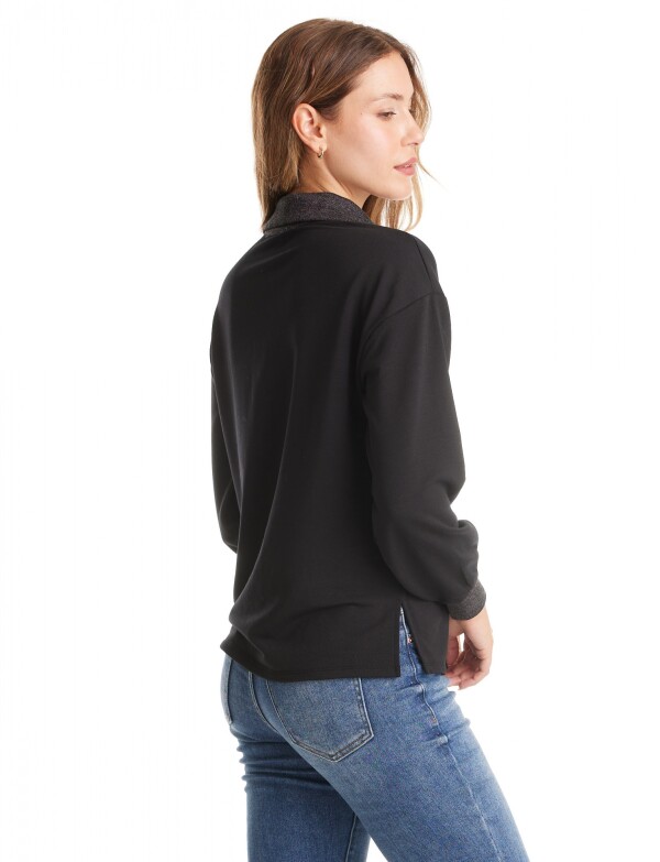 Buzo Modal Cuello Solapa NEGRO