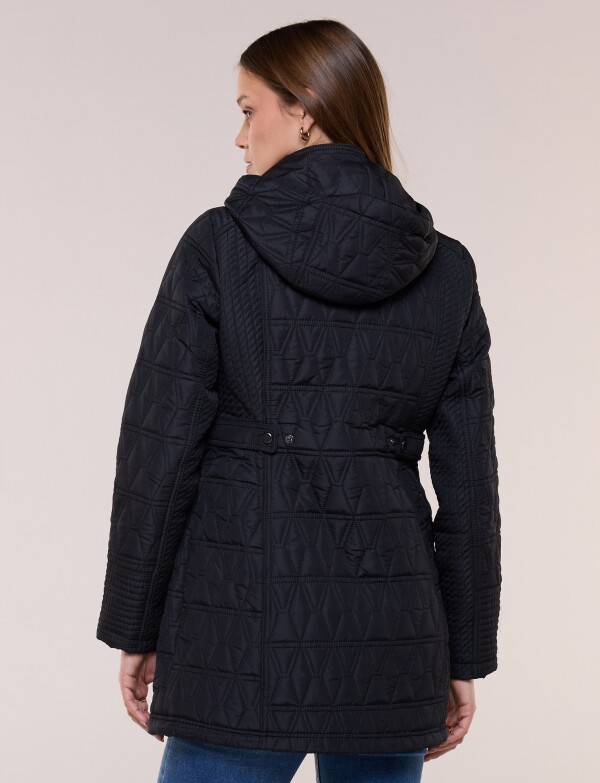 Campera Larga Capitoneada Con Capucha Desmontable NEGRO