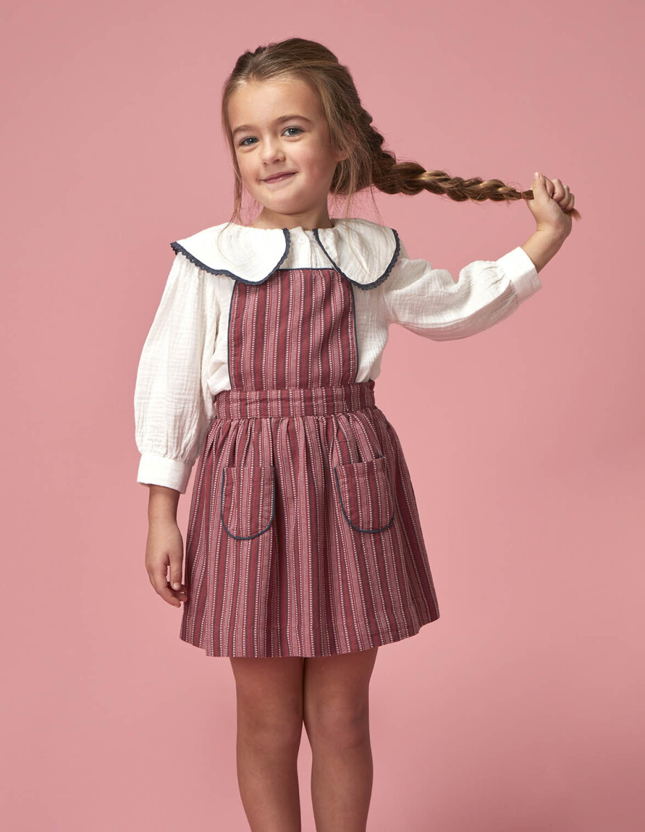 Blusa Cuello Grande Con Vivos En Contras - Blanco 
