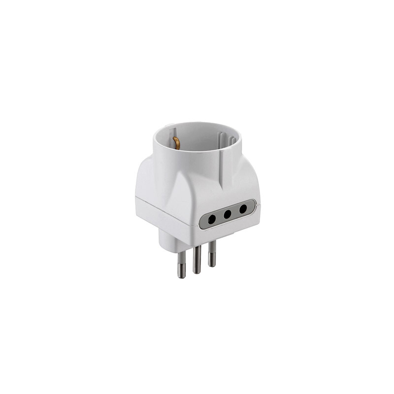 ADAPTADOR SCHUKO +2(2P+T) Adaptador Schuko + 2 (2P+T) 10A Blanco