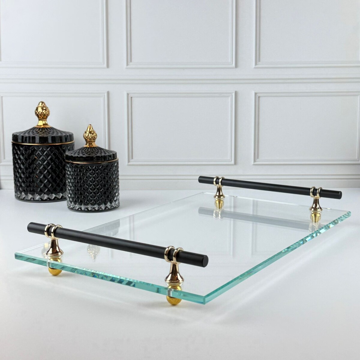 Bandeja Vidrio Rectangular Decorativa 40cm x 25cm 