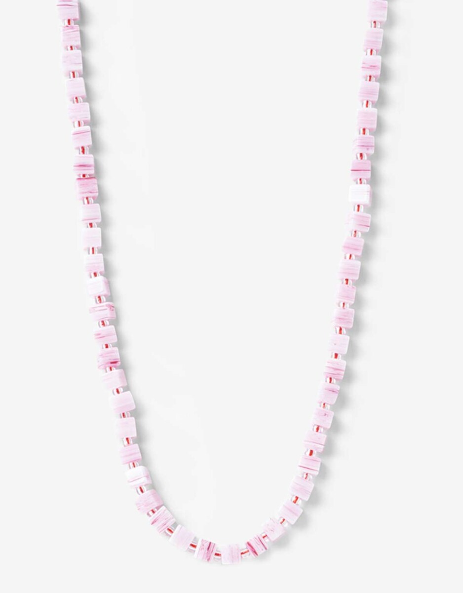 Collar Largo Cubitos Glass - Rosa Claro 