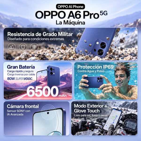 Oppo A6 Pro 16(8+8)gb Ram 256 Gb 5g + Regalo PK OPPO A6 PRO 8GB 256GB AZUL + REGALO