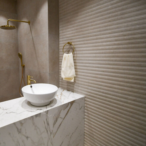 Porcelanato Struttura Decorado 3D 33X100Cm Pared GAMAS DE GRIS
