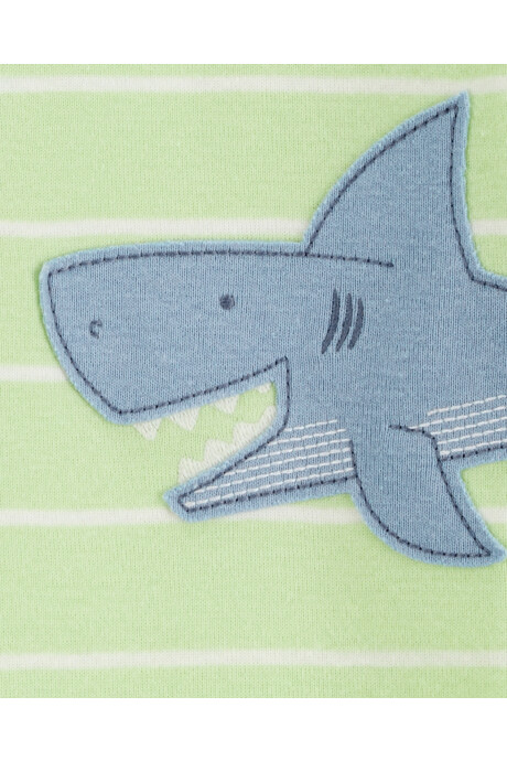 Pijama una pieza de algodón, estampa tiburón Sin color