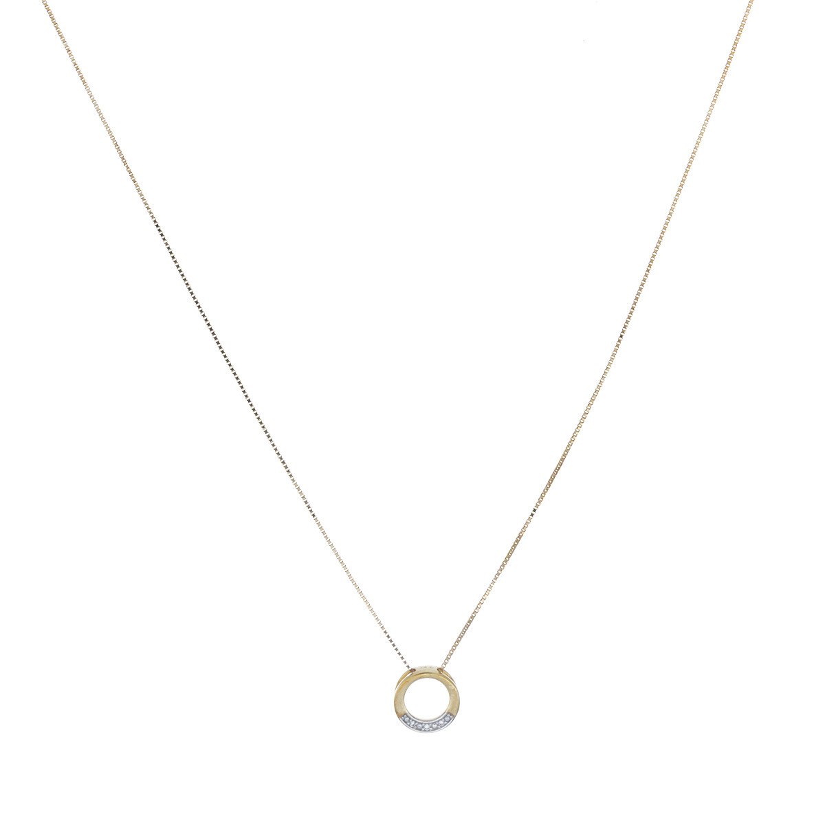 Conjunto de cadena y colgante de Oro 9 ktes y circonias 