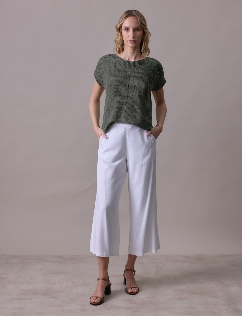 Pantalon Lino Crop - Crudo 